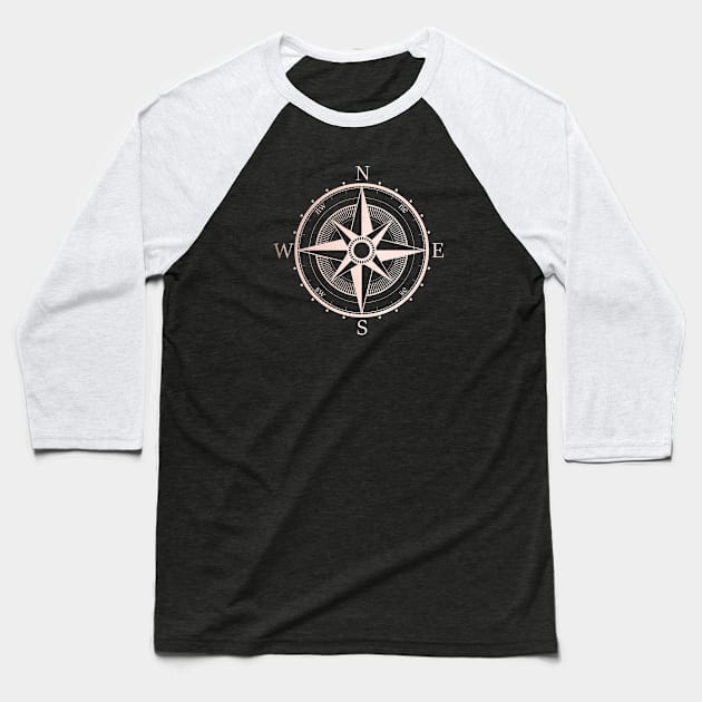 Rose Gold Compass Baseball T-Shirt by Cascadia by Nature Magick